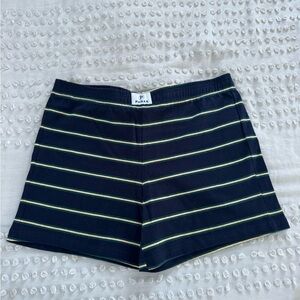 Parke navy and yellow striped summerland shorts